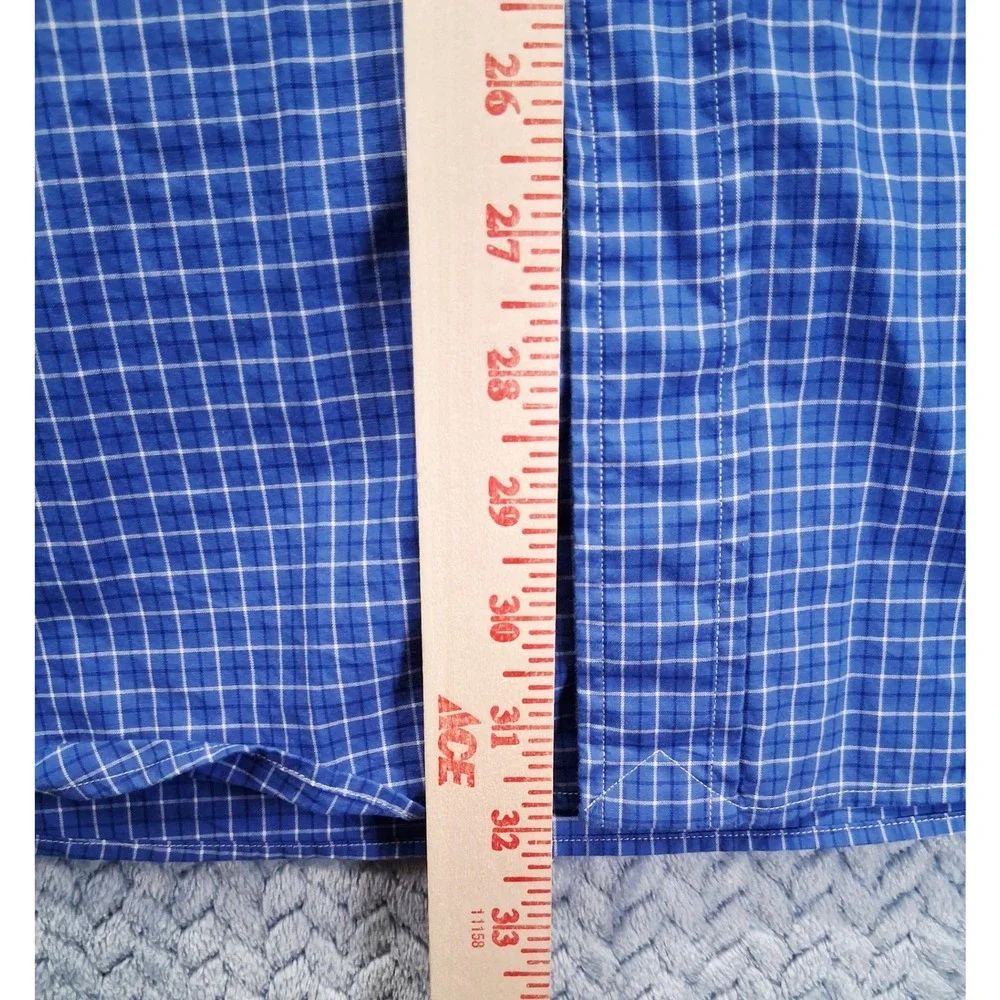 Ralph Lauren Classic Fit Blue White Check Button Down Shirt Mens 17.5 34/35 XL